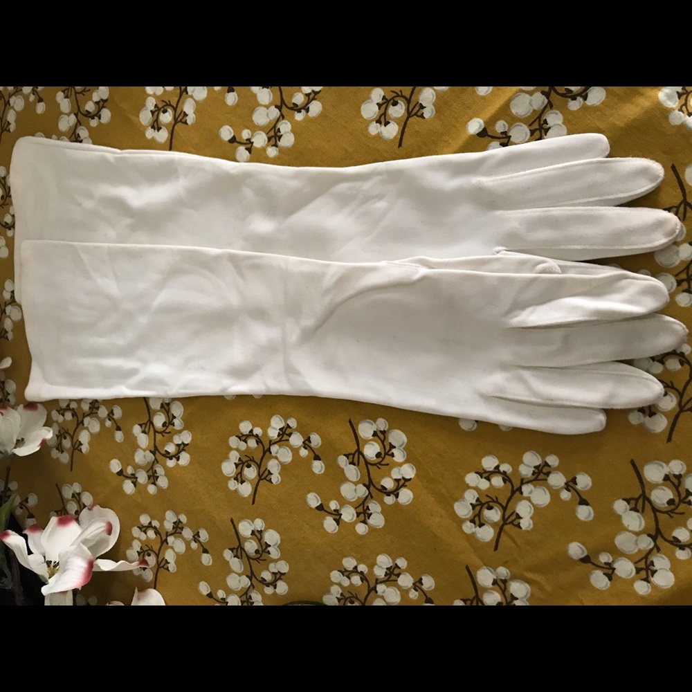 Vintage white long dinner gloves
